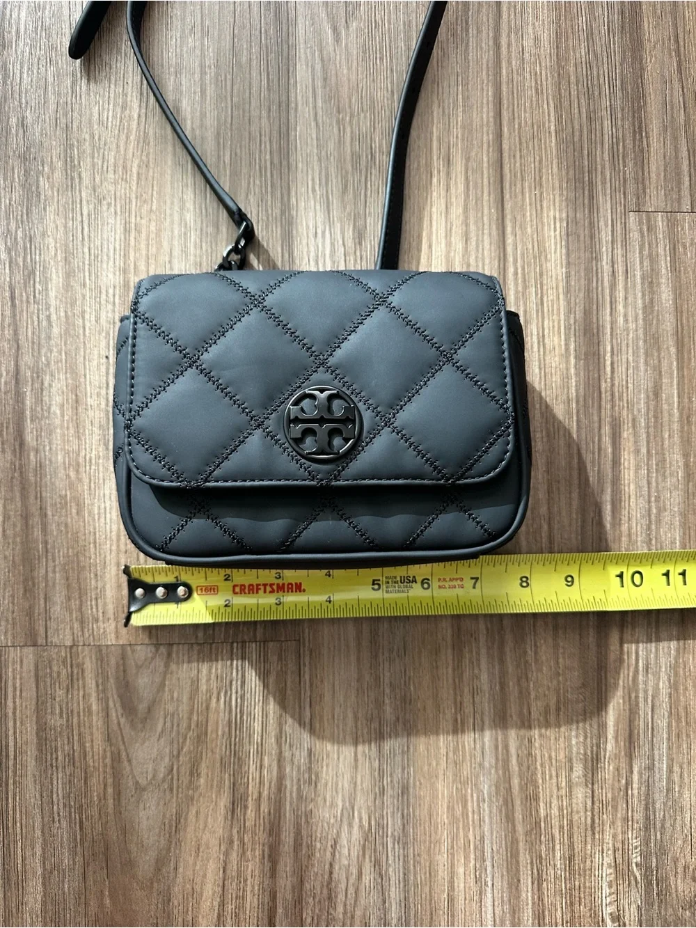 Tory Burch Black Quilted Logo Crossbody